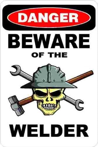 3 - Danger Beware of The Welder 1.5" x 2.25" Hard Hat Stickers H381