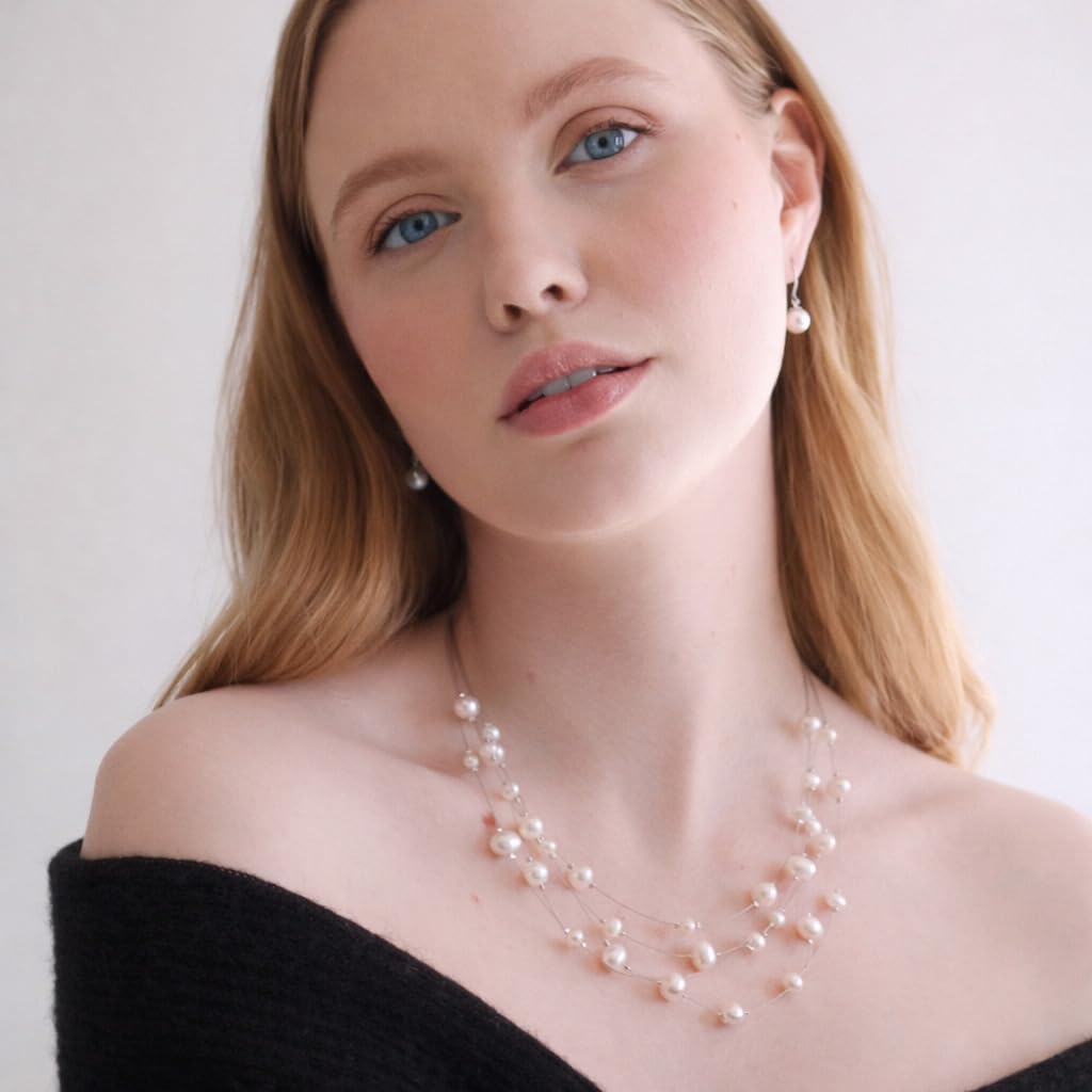The Pearl Source Freshwater Pearl Necklace for Women, 6.0-6.5mm, White Cultured Pearl, AAA Grade, Sterling Silver, Classic Fine Jewelry Gift for Women