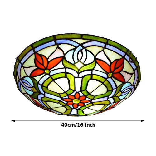 Plafonnier en vitrail rétro de 40 cm pour diffuser une lumière chaleureuse E27