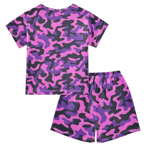 Camouflage Pattern Pajama Set, Short Sleeve Cotton Sleepwear Nightwear2