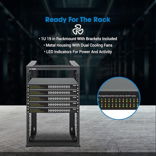 Image of Intellinet 24-Port Unmanaged PoE+ Gigabit Ethernet Switch - 370W Power Budget, 4 x 10 Gbps SFP+ Ports, Rackmount / Desktop, Autosensing Ports, Sturdy Metal - 3 Yr Mf Warranty - 561761