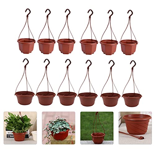 Doitool 12 Sets Plastic Hanging Plant Pot Garden Flower Pot Wall Hanging Flowerpot Hanging Nursery Basket Hanging Orchid Pot For Outdoor Indoor Garden Decor (17 X 17 X 10 Cm, Red) #TOP5