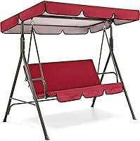 Vista 6 de Juego de funda para toldo de columpio de patio, cubierta superior de repuesto para columpio + funda de cojín para columpio de 3 asientos impermeables