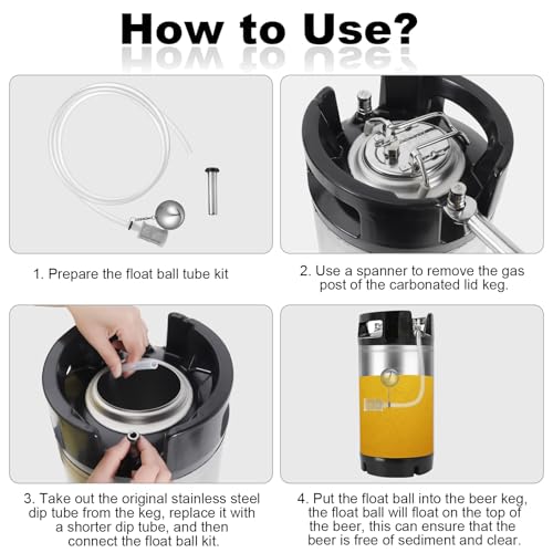 80CM Silicone Folating Dip Tube Stainless Floating Ball with a Filter for Beer Liquid Extraction,Floating Dip Tube for Cornelius Corny Keg, Ball Lock Keg,All Rounder Conical Fermenter,Beer Keg Contain by WELLBOM - Used condition - Image 5