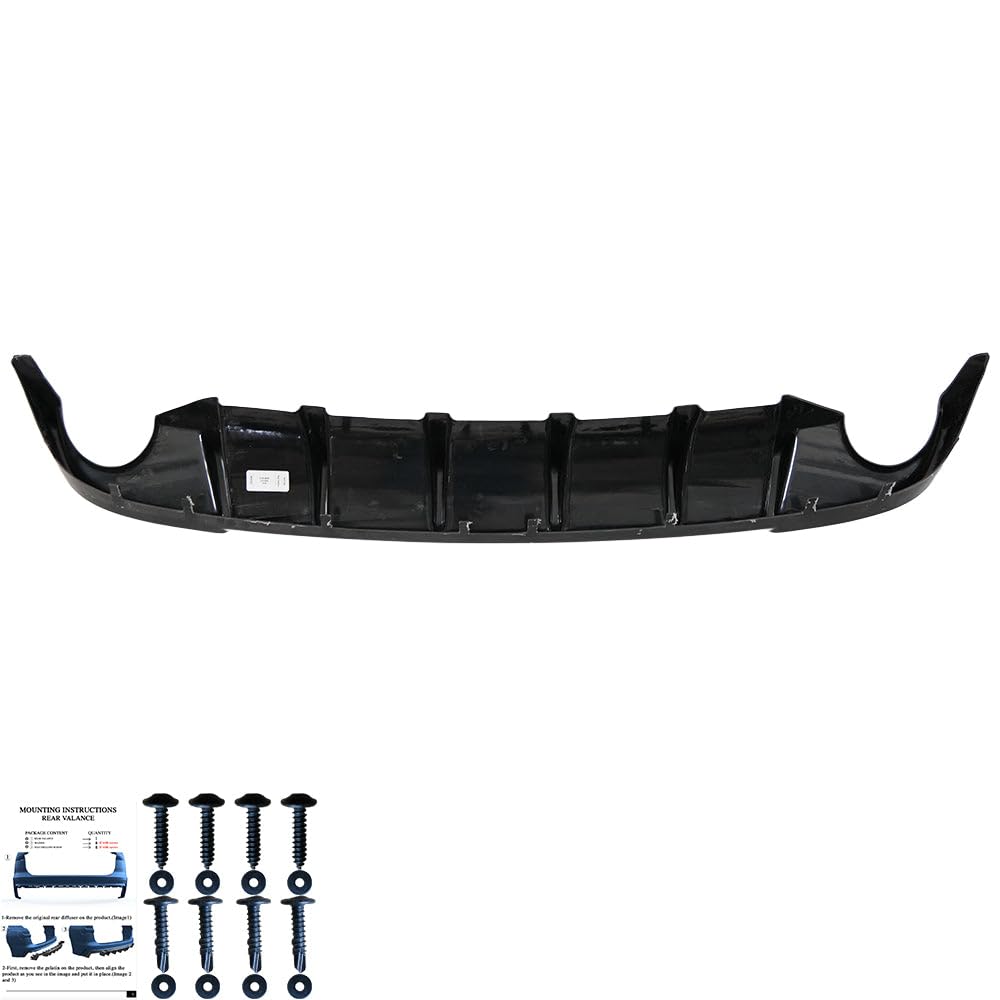 Oneway Jupe de pare-chocs arrière (Diffuseur) compatible avec Volkswagen Golf VI GTi/GTD 2008-2012 - Noir brillant