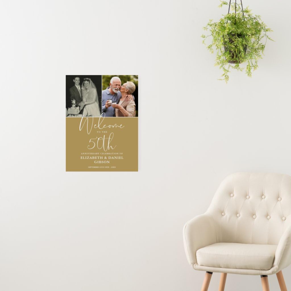 Personalized Wedding Welcome Sign - 50th Anniversary Photo Sign, Customizable