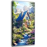 Diamond Painting Kabine Diamond Painting Erwachsene Landschaft Diamant Paintings Bilder, 5D DIY Runder Vollbohrer Diamanten Malerei Stickerei Kreuzstich Geschenke für Frauen, Wanddeko 20x40cm 0C-417