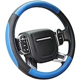  COFIT Lenkradhülle Lenkrad Abdeckung Lenkradbezug aus Mikrofaser-Leder L 39-40.5cm - Blau + Schwarz