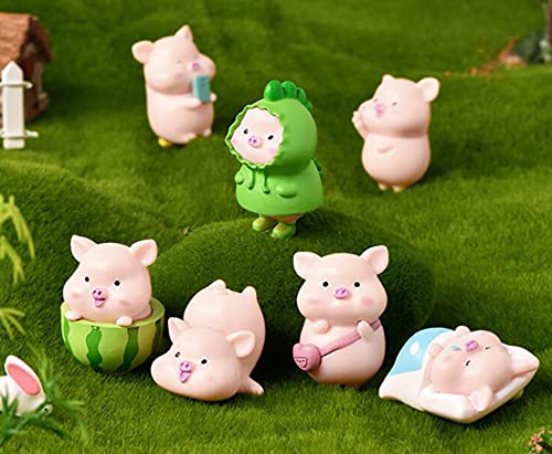 7 Pcs Cute Pink Piggy Toy Figures Cute Piggy Models Resin Miniature Pig Figurines Cake Toppers For Diy Crafts Fairy Garden Home Decor Cake Decoration #TOP2