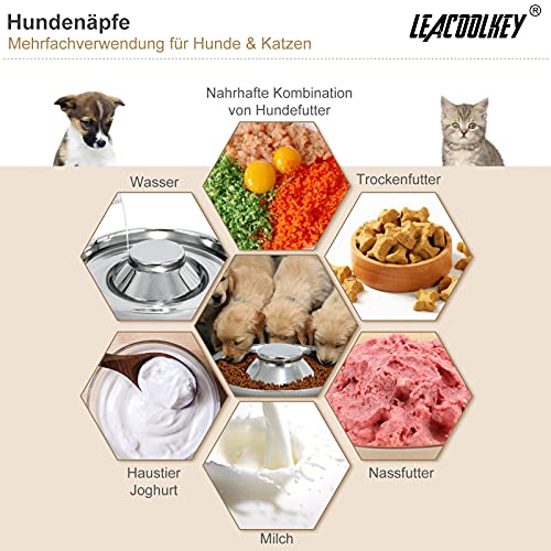 2 Stücke Welpen Edelstahl Hundenapf - LEACOOLKEY Hundefutter Wasserschale Langsam fütternde Entwöhnungsschüssel für Kleine Hunde Katzen Haustiere