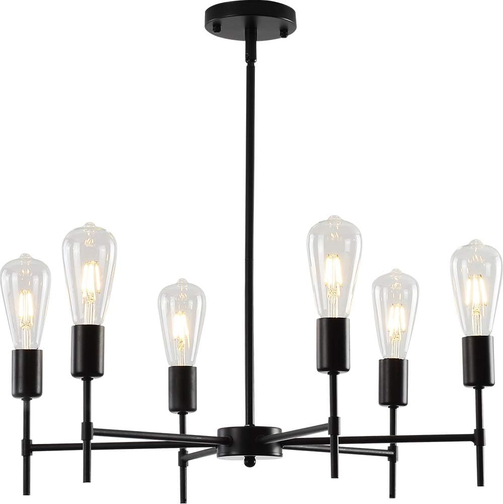 XILICON Brushed Nickel Sputnik Chandelier Mid Century Industrial Pendant Lighting 6 Lights Vintage Ceiling Light Fixture