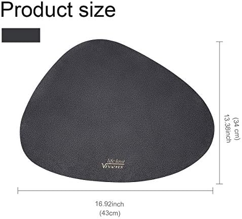 VIVENS Placemats, PU Leather Table Mats and Coasters Set of 2,Heat Insulation Stain Resistant Non-Slip Placemat Waterproof Washable Colourful Table Mats (Black)
