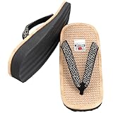 [やまとっ子] 雪駄 選べる中敷き雪駄 男性用 黒柄物 【和装にもカジュアルにも馴染むデザイン】 メンズ 草履 下駄 鼻緒 畳 麻 竹 サンダル スリッパ 日本製 （麻 卍柄 Ｌ）