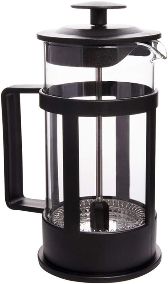 French Coffee Press-350ml - Espresso and Tea Maker with Triple Layer Filter, Borosilicate Glass Coffee Press, Stainless Steel Filter, Durable and Heat Resistant, Black (350 ML)