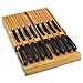 VaeFae In-Drawer Knife Block,Bambus Messer Schublade Organizer Insert, Küchenmesser-Schublade zur Aufbewahrung von 16 Messern PLUS einem Schlitz für Ihren Messerschärfer