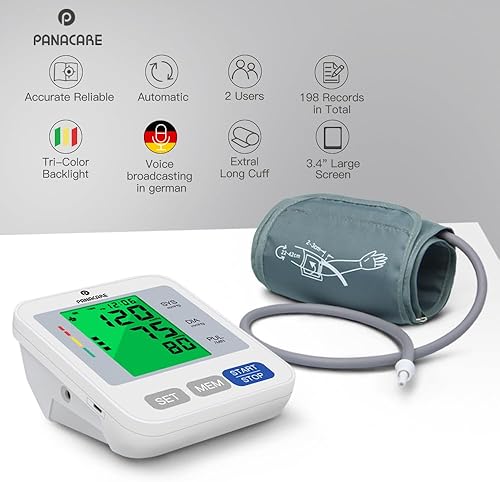 Miniatura 5 de Panacare - Máquina de presión arterial, monitor automático de presión arterial del brazo superior para uso doméstico, lectura de 2 x 99 pulgadas