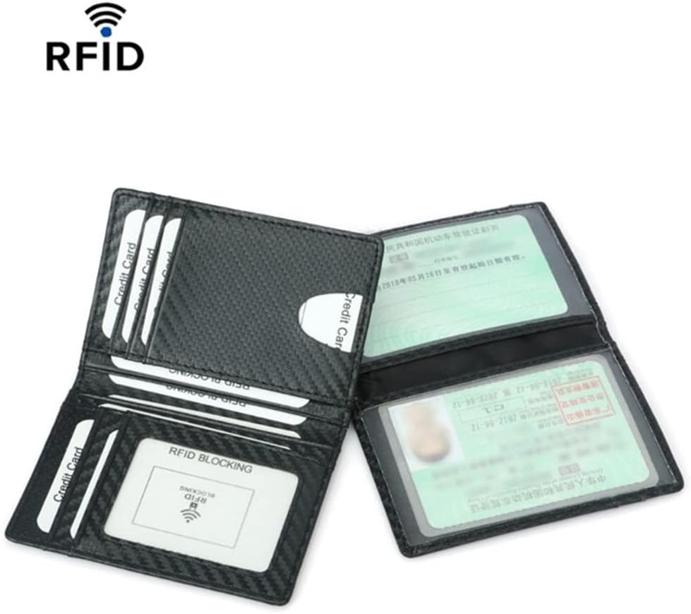 HBJWOV Men's Card Holder with Carbon Fiber Texture Lightweight and Casual Driver's License ID Badge