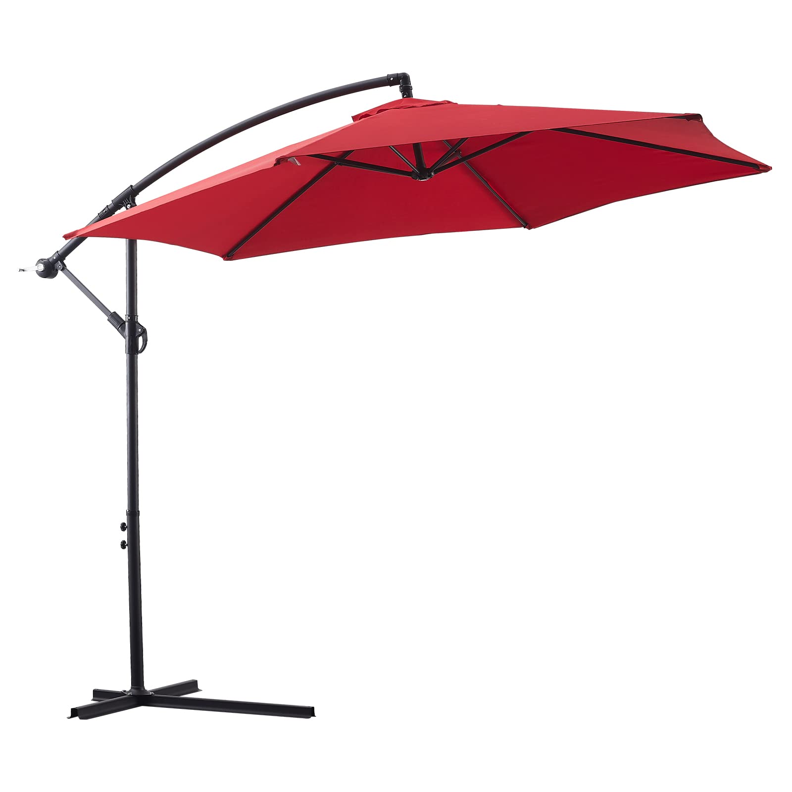 TUKAILAI 10ft Cantilever Patio Umbrella, Offset Hanging Outdoor Table Umbrella with Tilt Crank, 6 Sturdy Ribs and Cross Base, UV 50+ Protection Sun Shade for Market, Garden, Backyard & Pool
