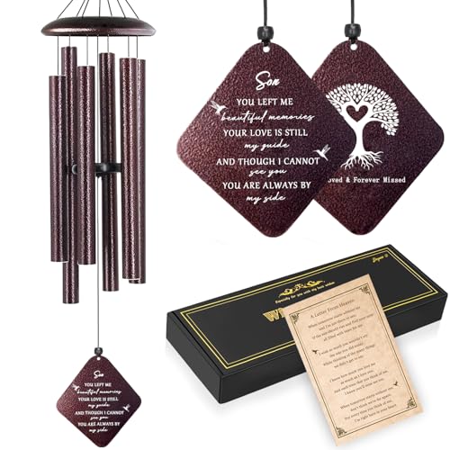 Image of Memorial Wind Chimes for Loss of Son, 32 inch Sympathy Wind Chimes in Memory of Son