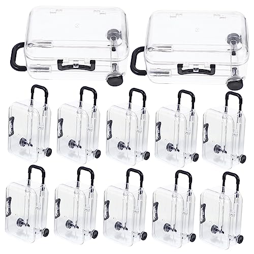 Healeved 12個ミニスーツケース キャンディーフェイバーボックス 結婚式飾り用 トラベルスル 持ち運び簡単で丈夫な透明キャリーケース型お菓子入れ