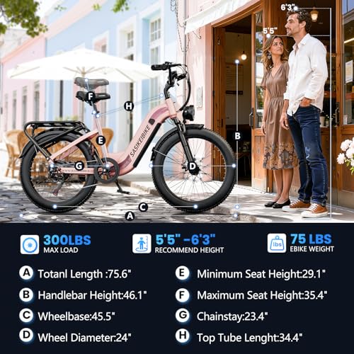 VEBLUE Electric Bike for Adults-Pink