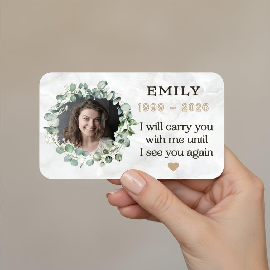 Sister Memorial Gift - Personalised Memorial Wallet Card with Photo Name & Dates - In Loving Memory Remembrance Keepsake - Sympathy Bereavement Gift Loss of a Sister