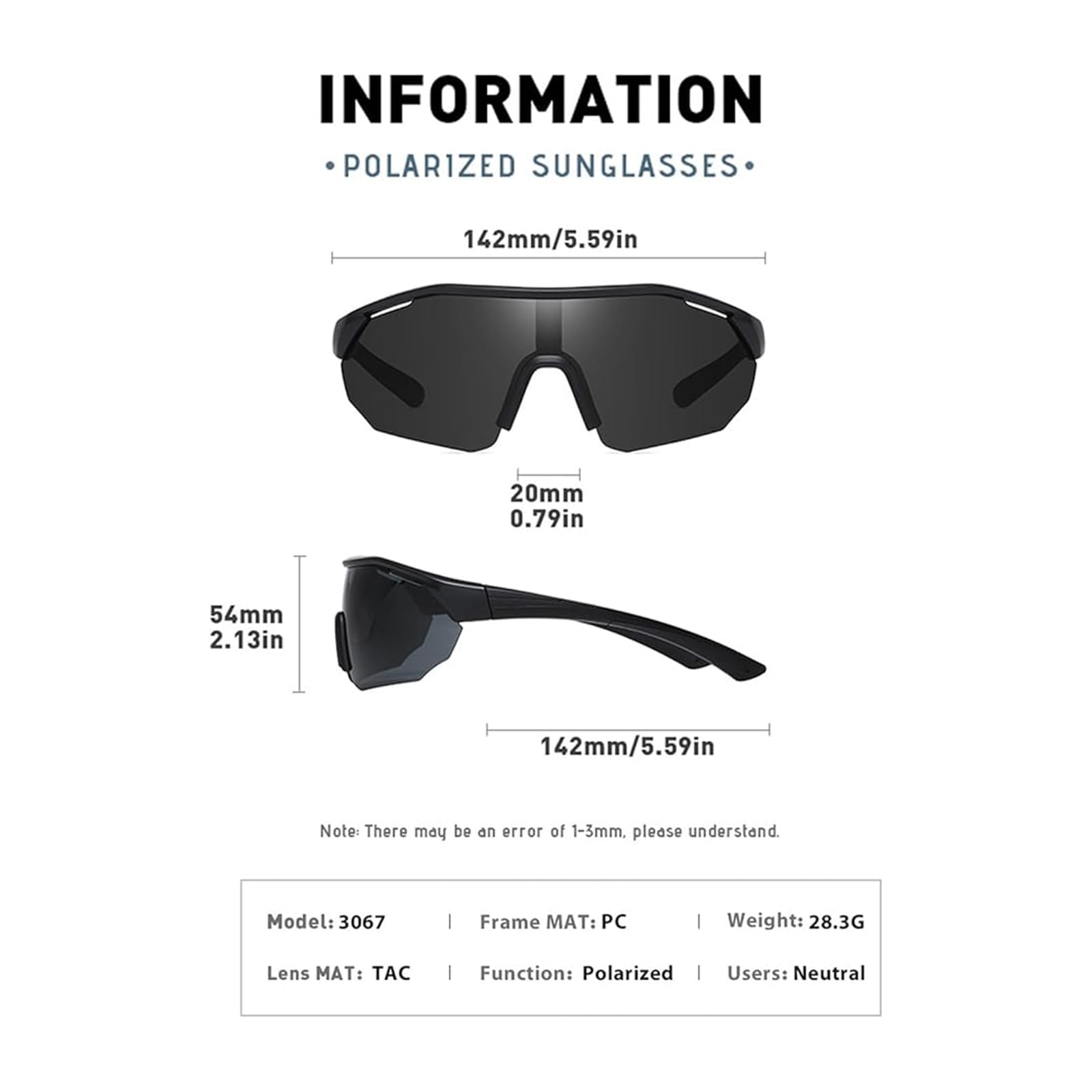 Occhiali da sole sportivi, occhiali da ciclismo polarizzati per uomo e donna, occhiali da ciclismo con protezione UV400 per MTB, bici da strada, sci, rave, ciclismo, golf, baseball, corsa