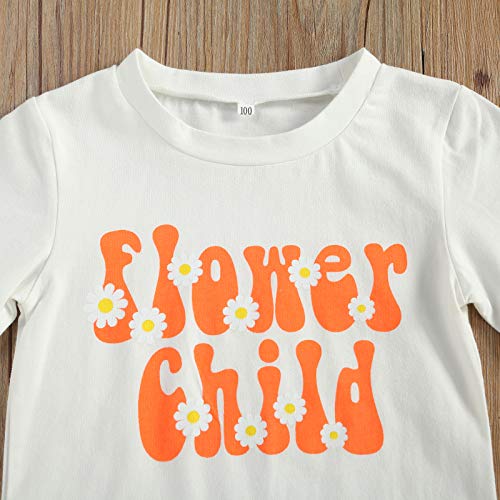 Sdghg LZM-TW5SCZX1A1 Kid Toddler Girl Outfit Short Sleeve Letter T-Shirt Top Flower Print Flare Pants 2Pc Spring Summer Clothes Set thumb #3