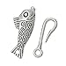 10 Sets Silver Tone Bracelet Toggle Clasps, DIY Jewelry Making (Fish & Hook)