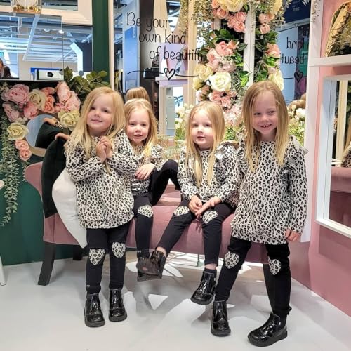 Image of Little Girls 2 Piece Outfits Ruffle Sleeve Unicorn Sweatshirts Top and Leggings Set School Outfits Kids Clothing Set