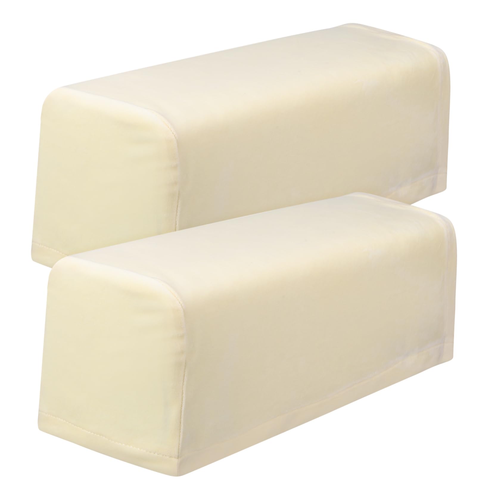 2 Copribraccioli Elasticizzati In Ciniglia Color Crema Per Divani E Poltrone - Antiscivolo Con Perni Girevoli, Protezione Da Macchie E Graffi, Perfetti Per Case Con Animali