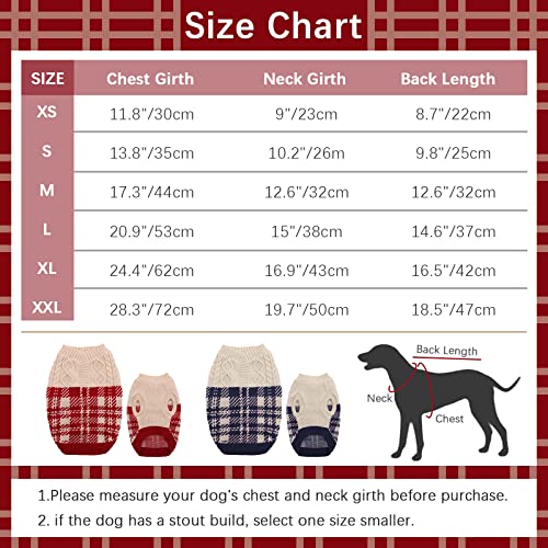 Kuoser Dog Cat Sweater, Warm Puppy Plaid Knitwear Jumper With Knitting Pattern, Soft Cotton Doggie Hoodie Winter/Autumn Pet Pullover Shirt For Small And Medium Dogs Cats, Red Xs #TOP1
