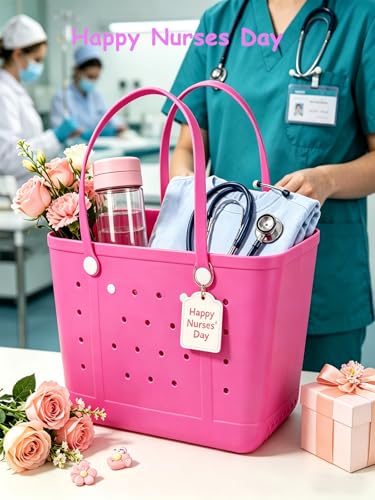 Image of Beach Bag X Large Rubber Tote Bag, Waterproof Washable Open for Women Croc Bag Hand Bag for Beach Pool Yoga