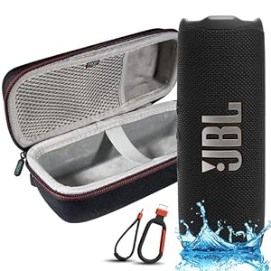 JBL Flip 7 Portable Bluetooth Speaker, IP68 Waterproof, Dustproof, Drop-Proof, PushLock System, AI Sound Boost, 16H Battery, Megen Hardshel Protection Case (Black)
