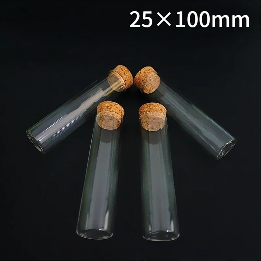 48 teile/los 25x 100mm Reagenzglas Mit Korken Transparent Labor Reagenzglas Flachen Boden