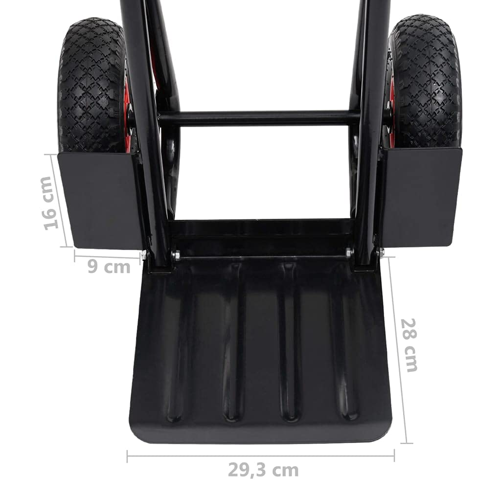 vidaXL Carrito de Mano Telescópico Manual Plataforma Plegable Soporte Transporte Elevada Portátil Sacos Carretilla de Carga 200 kg Negro y Rojo