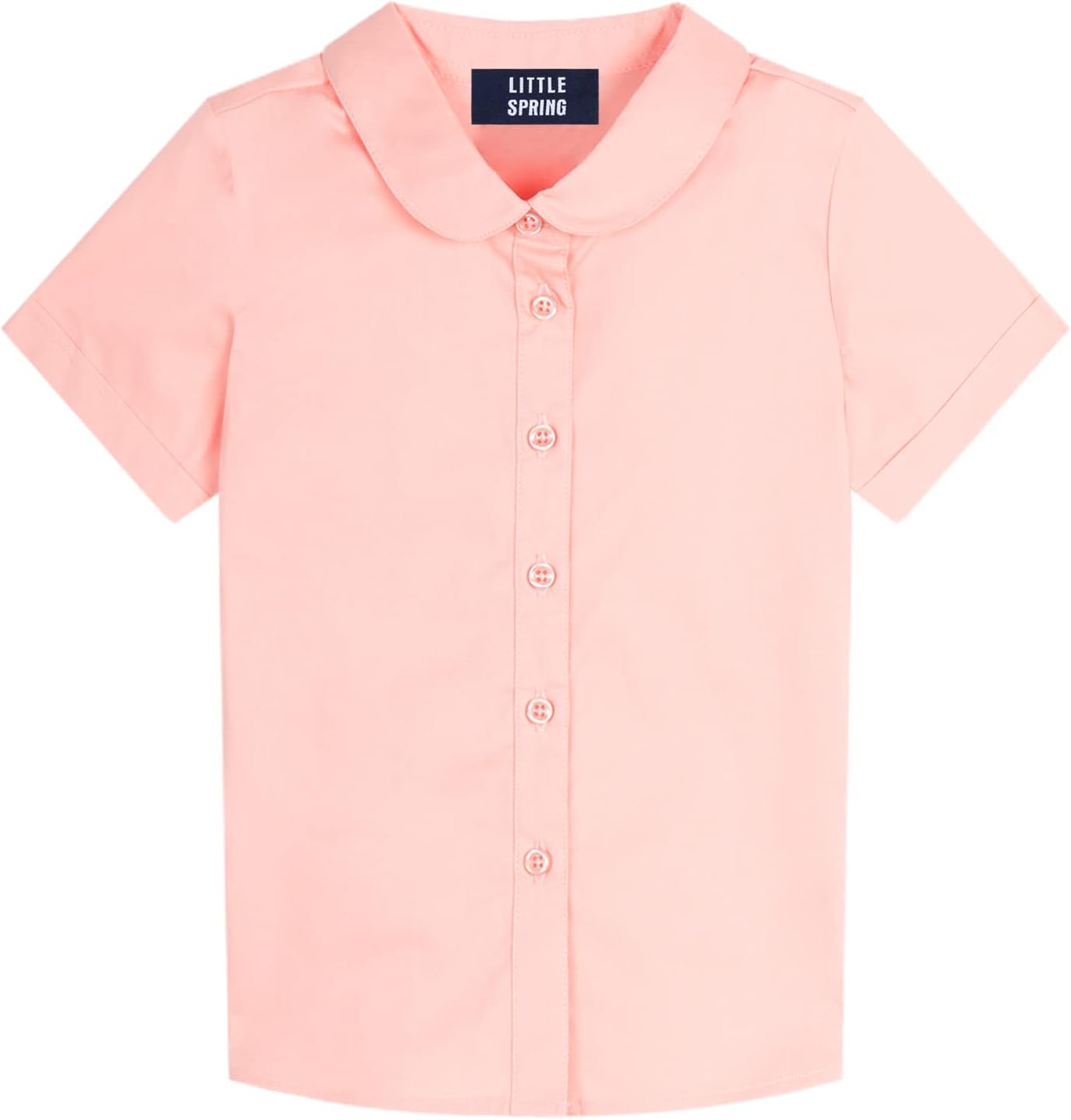 LittleSpring Girls Button Down Peter Pan Collar Poplin Uniform Shirt