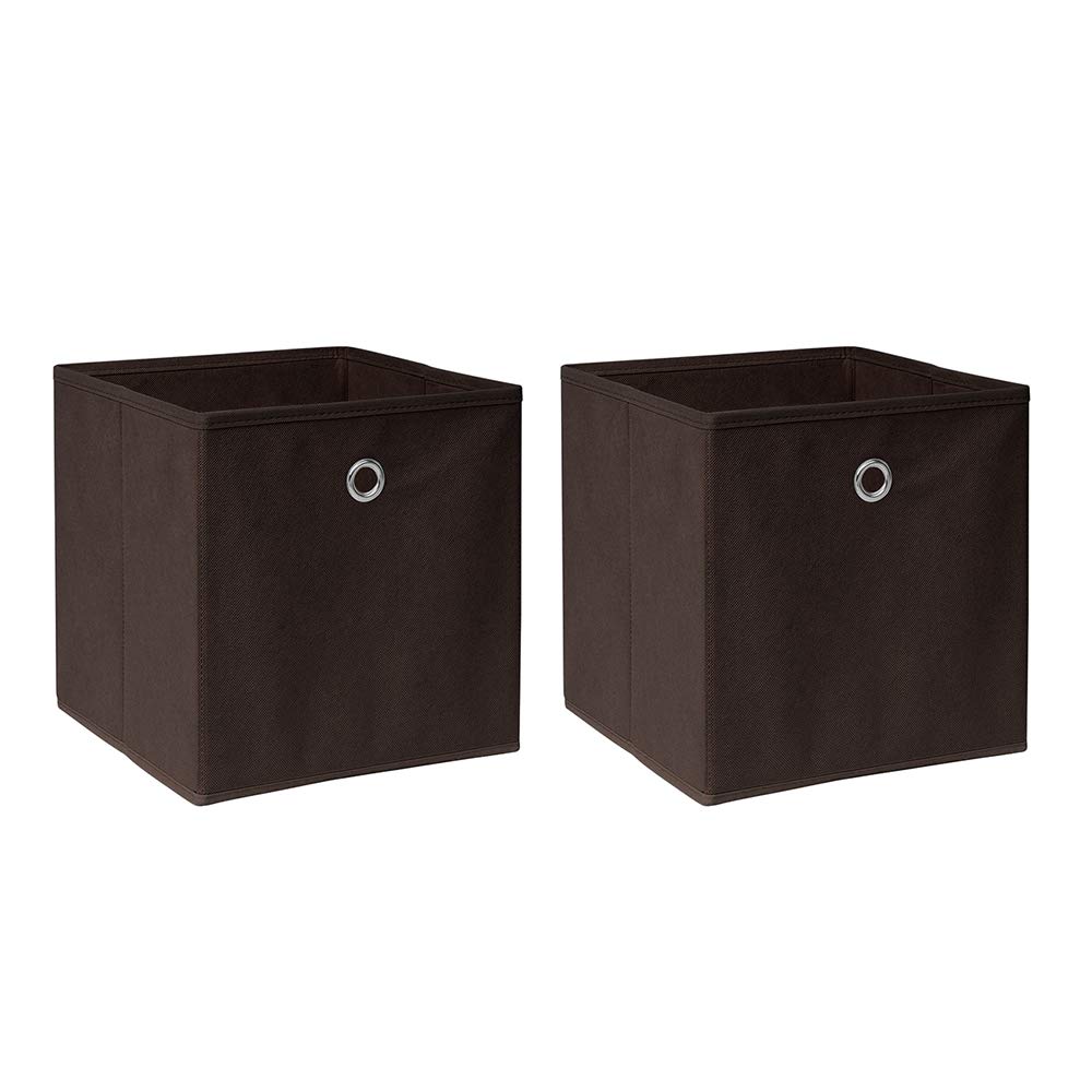 BonChoice Foldable Storage Cubes Boxes for Home Organization, Eyelet Non-Woven Fabric Wardrobe Cabinet Chest Bin Organizer Basket for Clothes Bedding Toys Towels, Collapsible & Durable (2, Coffee)