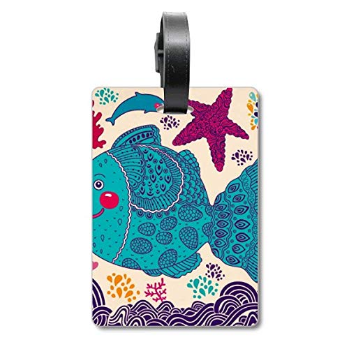 Étiquette valise de voyage au motif poisson pour repérer son bagage