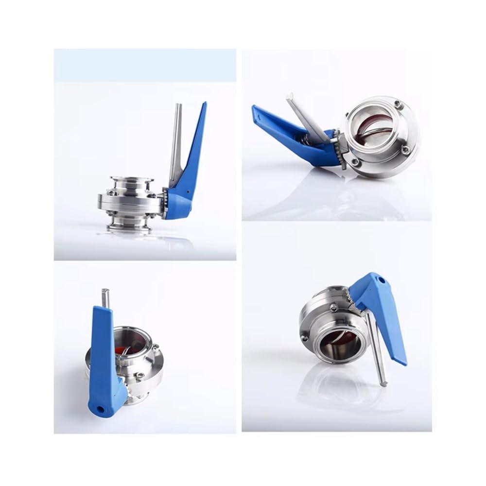 Valvola A Farfalla A Morsetto Triplo 1 Pezzo, Diametro Tubo 19-102mm, Ghiera 50,5-119mm, Con Maniglia A Becco D'anatra Valvola Manuale Sanitaria In Acciaio Inossidabile 304(Plastic Handle,57mm Ferrule