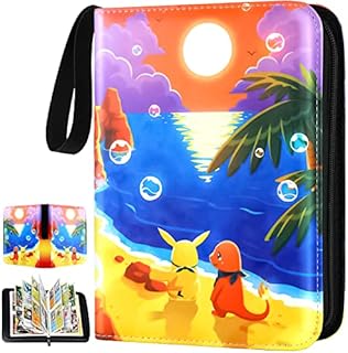 Trading card folder holder ,card favor with 50 sheets of premium 4 pocket removable paper,400 card capacity,trading card album book holder storage organizer birthday gift for boys and girls