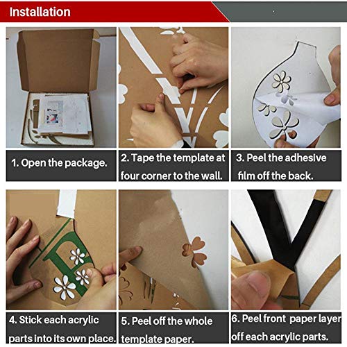 Encoft 3D Wall Decor Wall Stickers, Acrylic Wall Decals, Red Flower Wall Decor Stickers, Decorative Wall Art, Room Decor For Living Room, Bedroom, Dining Room, Kitchen, 86.6" X 26" #TOP6