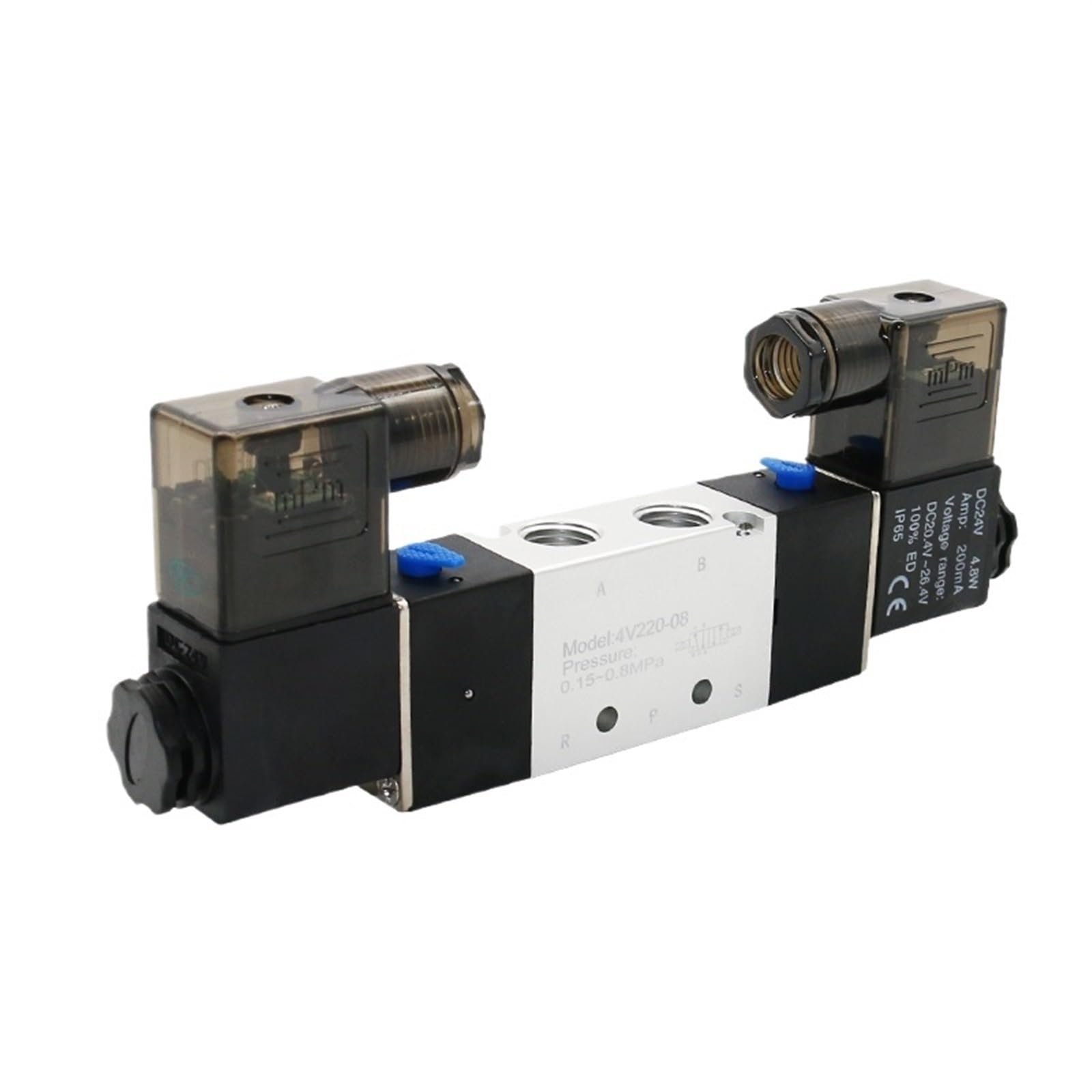 Válvula 4V220-08 biestable con doble solenoide de respuesta inmediata en 24V