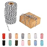 Black White Twine String,328 Feet Cotton Bakers Twine Cotton Cord DIY Crafts Butchers Twine Strings