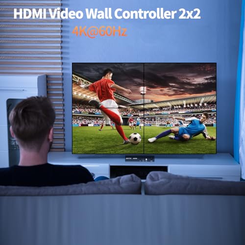 Procesador de pared de video HDMI 2x2 4K con rotación de 180 grados y control remoto 2