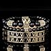 AIDUOMIRZER Men Bracelets Luxury Charm CZ Crystal Crown Gold Color Bracelet Men White Enamel Roman Number Stainless Steel Bangles Europe Fashion Jewelry (3pcs D Black golden)