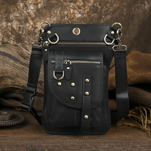 Le'Aokuu Sacs pour Hommes Messager Bandoulière en Cuir Véritable Sac Sports Randonnée – vue 2