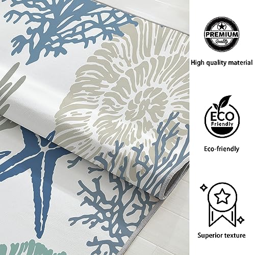 Image of Tritard 8x10 Washable Coastal Rug for Living Room, Bedroom, Blue