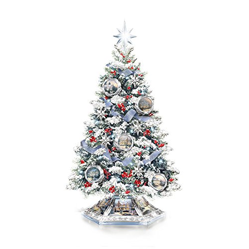 The Bradford Exchange 'Reflections Of The Season' - Illuminated Tabletop Tree - 14 Thomas Kinkade Artworks - Musical