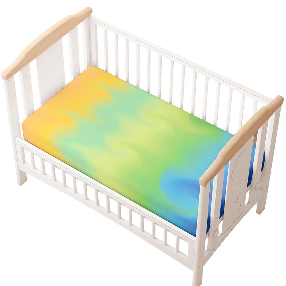 Odot Cot Bed Sheets, Multicolor Print Bedside Cribs Fitted Sheets, Baby Bed Sheets Microfiber Cot Bed Mattress Protector, Bassinet Sheets, Easy Care Soft and Dureable (Green,51x85 cm)